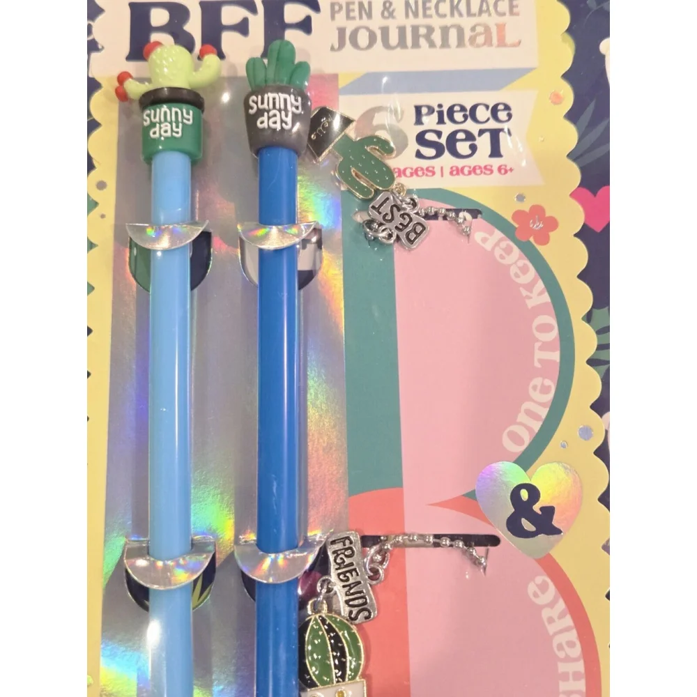 BFF Pen And Necklace Journal, 6 Pieces, Factory Sealed